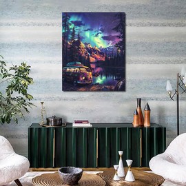 TISHIRON Aurora Paint by Numbers for Adults, Oil Hand Painting Acrylic Pigment Car, Paint by Number on Canvas Mountain, DIY Painting by Numbers for Home Decor 16"x20"(Frameless)