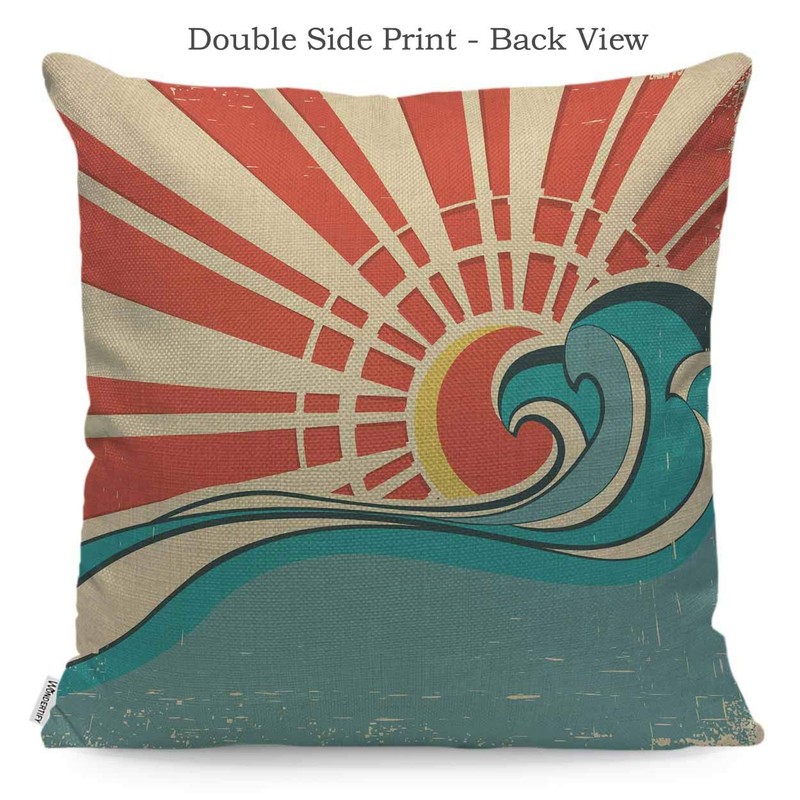 WONDERTIFY Throw Pillow Cover Case Vintage Waves Nature Sun and