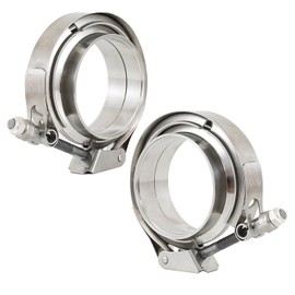 Elifecenter 4 Inch Exhaust V band Clamp T304 Stainless Steel with T-Bolt Quick Release Latch and flanges