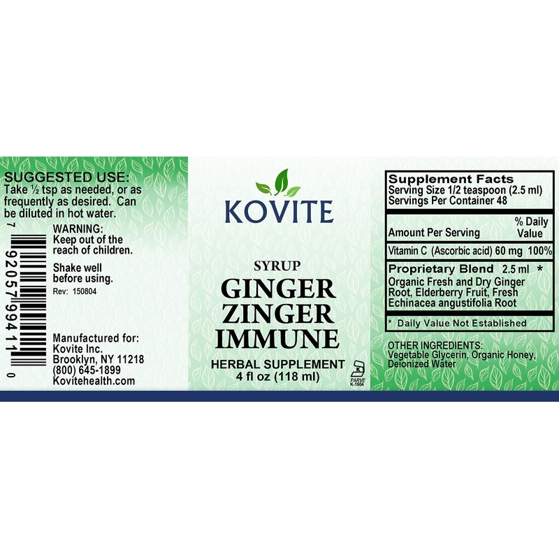 Kovite Ginger Zinger Immune Syrup - 4 oz.