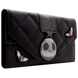 Nightmare Before Skellington Head Christmas Bats Wallet Clutch Coin Pocket & Card Holder Black, black, Standard size, Casual
