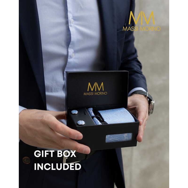 Massi Morino Tie and Pocket Square Set Men incl. Cufflinks,