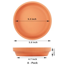 Yishang 6 Inch Middle Terracotta Pot Plant Saucer - 8pcs Middle Round Plant Pot Saucers, Middle Clay Plant Tray Perfect for 5/5.5/6 Inch Flower Pot with Drainage Hole and Great for Indoor or Outdoor