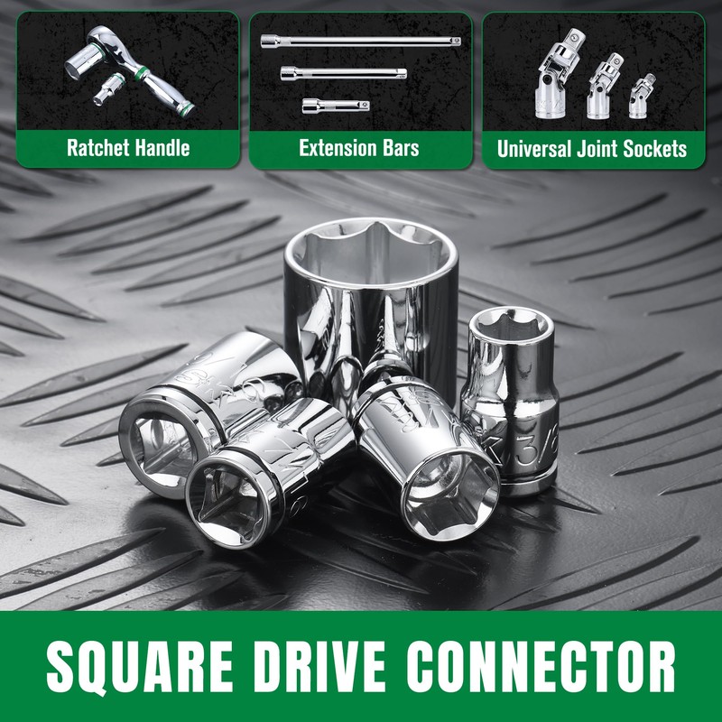 SK 3/8" Drive Socket Set, SAE Sockets, 13-Piece, 1/4" to