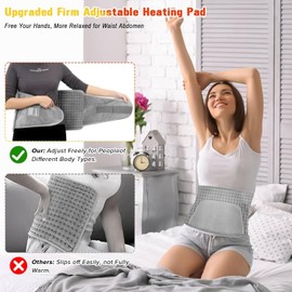 Wearable Heater Pad with Hand Warmer Pocket,Yakiter Heating Belt for Back Pain,10 Heating Levels and 4 Timer,Heating Pad for Cramps Neck Abdominal Shoulder, Machine Washable,30 * 60cm