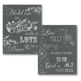 2 Chalkboard Style "Live Fully Today...Tomorrow Is In Gods Hands" and "Hold On In Faith, Walk In Love, Be At Peace"; Religious Decor; Two 11x14in Poster Prints (Printed on paper)