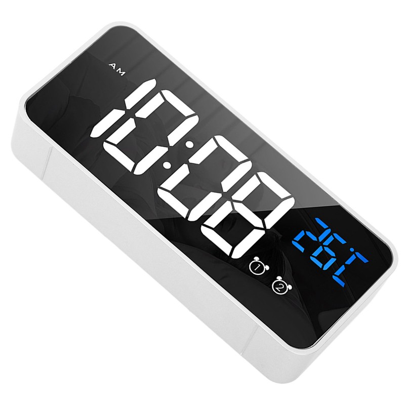 Mirror LED Alarm Clock Two Sets of Alarm Rechargeable Voice