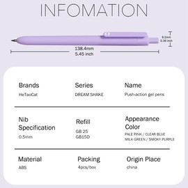 HeTaoCat 0.5mm Fine Point Retractable Gel Ink Pens (Multicolor)