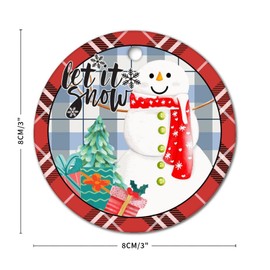 Christmas Tree Decoration 3" Ceramic Ornaments Let It Snow Winter Snoman Keepsake Christmas Party Favor Accessory Xmas New Year Gift for Kids Family Stocking Stuffers
