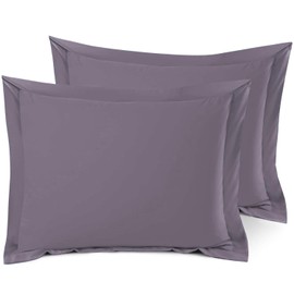 Nestl Soft Pillow Shams Set of 2 - Double Brushed Microfiber Pillow Covers - Hotel Style Premium Bed Pillow Cases, with 1.5” Decorative Flange, Queen 20"x30" - Dusty Purple