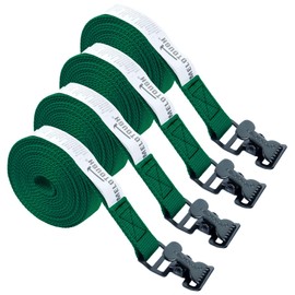 Lashing Strap,1"×10FT Tie Down Straps with Alligator Clip,Adjustable Cargo Straps for Kayak,Cargo,Ladder,Luggage(4PCS,Green)