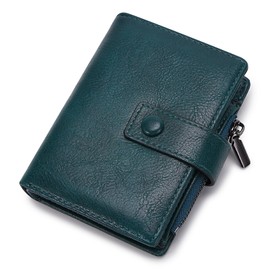 HKCLUF Women's PU Leather Purse, Small, Made of Durable Purse, Women's Small Purse with 8 Card Slots, A5 Peacock Blue, Modern