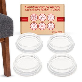 Heavy Furniture Round Clear 4 Pcs 50mm Inner Diameter - Floor Protectors for Sofa, Piano and Furniture, up to 140kg per set