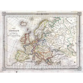 Historic Map - Bocage Map of Europe, 1852 - Vintage Wall Art - 18in x 24in
