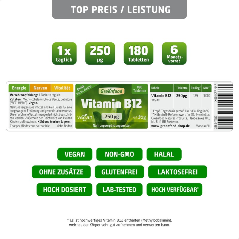 Vitamin B12 High Dose - B12 Vitamin with 250 μg