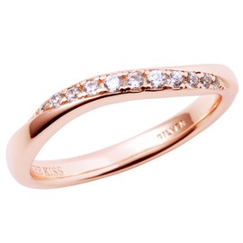 The Kiss SR4005CB Silver Ring, Simple Pairing, Anniversary, Women's, Pink Gold Coated, cubic-zirconia