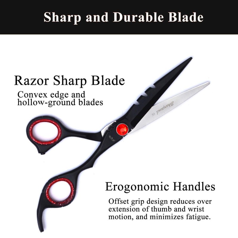 Professional 7” Black Diamond Barber Hairdressing Sharp Edge Scissors Stainless