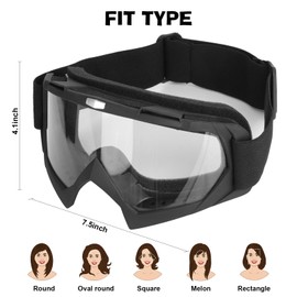 Motorcycle Goggles, 2 Pack Dirt Bike Goggles ATV Offroad Riding Motocross Protective UTV Helmet Glasses with 2 Pack Neck Breathable Bandana Mask for Adults Youth Kids (Color+Clear)