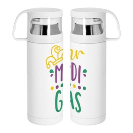 Mister Mardi Gras New Orleans Thermoskanne aus Edelstahl mit integrierter Tasse, 350 ml