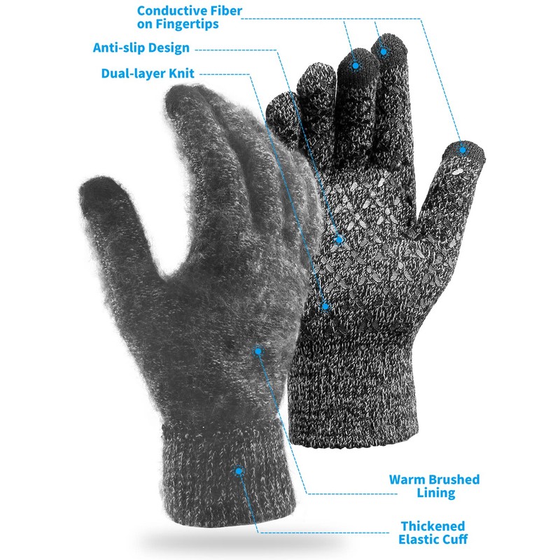 COOYOO Winter Gloves for Women and Men 1/2/3 Pairs,Touch Screen