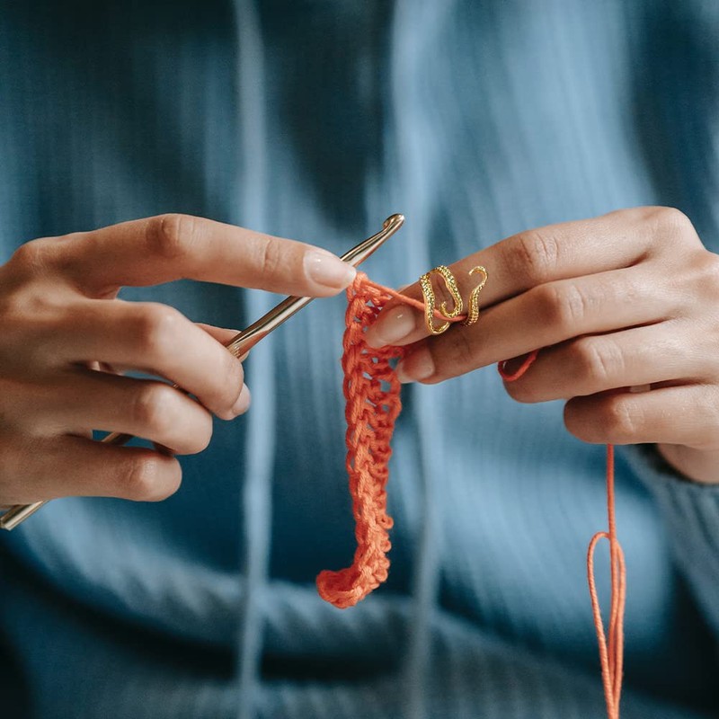 6 Pack Adjustable Knitting Loop Octopus-Shape Ring Knitting Rings Guide