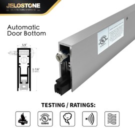 JELOSTONE Commercial Automatic Door Bottom, Clear Anodized, 5/8‘’W x 36''L x 1-7/8‘’H, Aluminum Automatic Door Bottom, Surface Applied or Semi-Mortise, with Neoprene Insert, JS-4131RL
