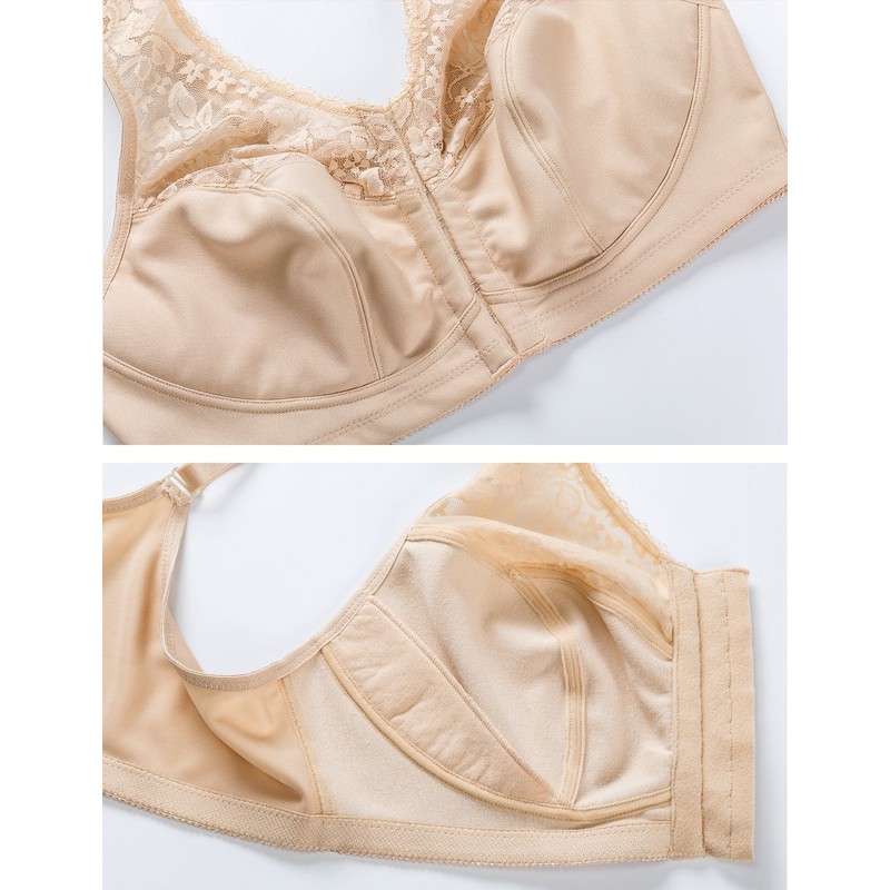 DELIMIRA Women's Front Fastening Bras Lace Wireless Plus Size Full