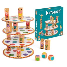 Janod - Acrobat' Geschicklichkeits- und Strategiespiel, Kinderbrettspiel, Konzentration und feinmotorische Fähigkeiten, ab 2 Spieler, ab 5 Jahren, J02757