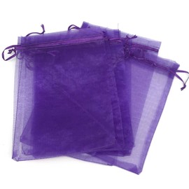 TheDisplayGuys 100-Pack 6x8 Purple Sheer Organza Gift Bags with Drawstring, Goodie Bags for Jewelry, Candy Bags, Treat Bags, Wedding Favors Small Mesh Bags