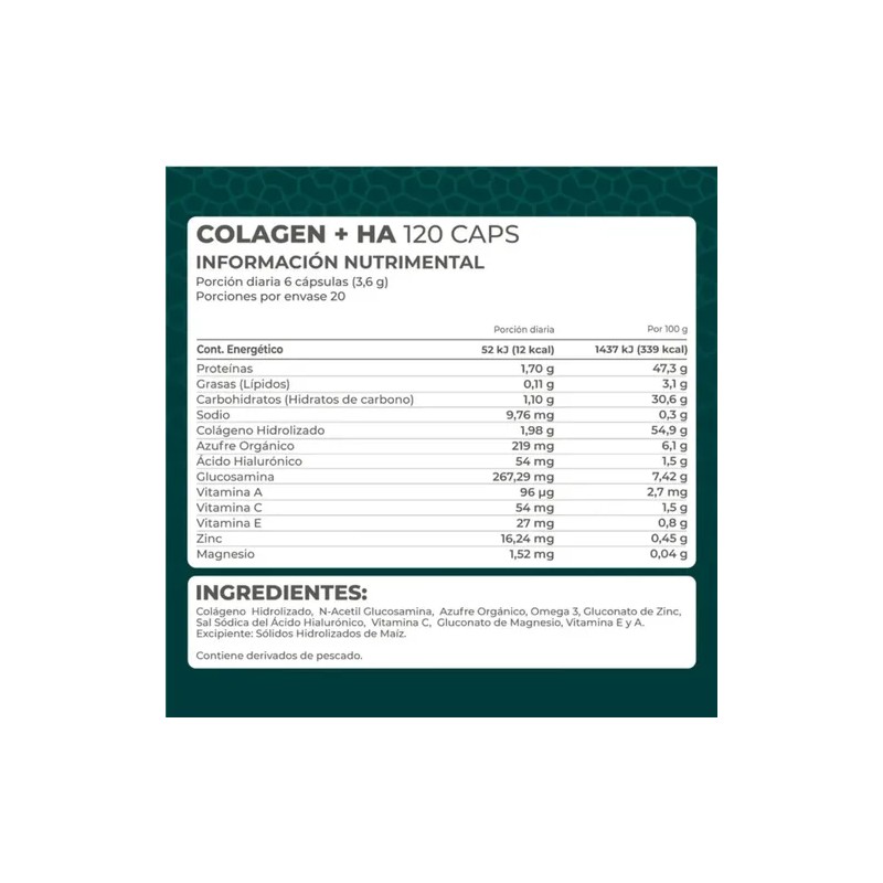 Kit 3 Piezas Suplemento Colágeno Hidrolizado +ha 120 Caps Sin