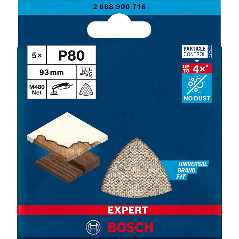 Bosch Professional 5x Expert M480 Sanding Net (for Hardwood, Paint