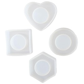 Uniquer 4 PCS Napkin Rings Resin Mould Set, Hexagon Square Round Heart Shaped Silicone Mould, Epoxy Resin Casting Napkin Ring Holders Moulds