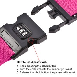 sourcing map Luggage Strap Suitcase Belt with Buckle, Combination Lock, 2Mx5cm Adjustable PP Travel Packing Accessory, Rose Red
