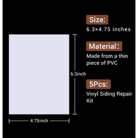 Vinyl Siding Repair Kit, Vinyl Siding Patch Self-Adhesive Repair Tape for Mobile Home Skirting House Siding Fence Parts Self Adhesive PVC Vinyl Tape Hole Covering for Walls Holes (5 Patches)