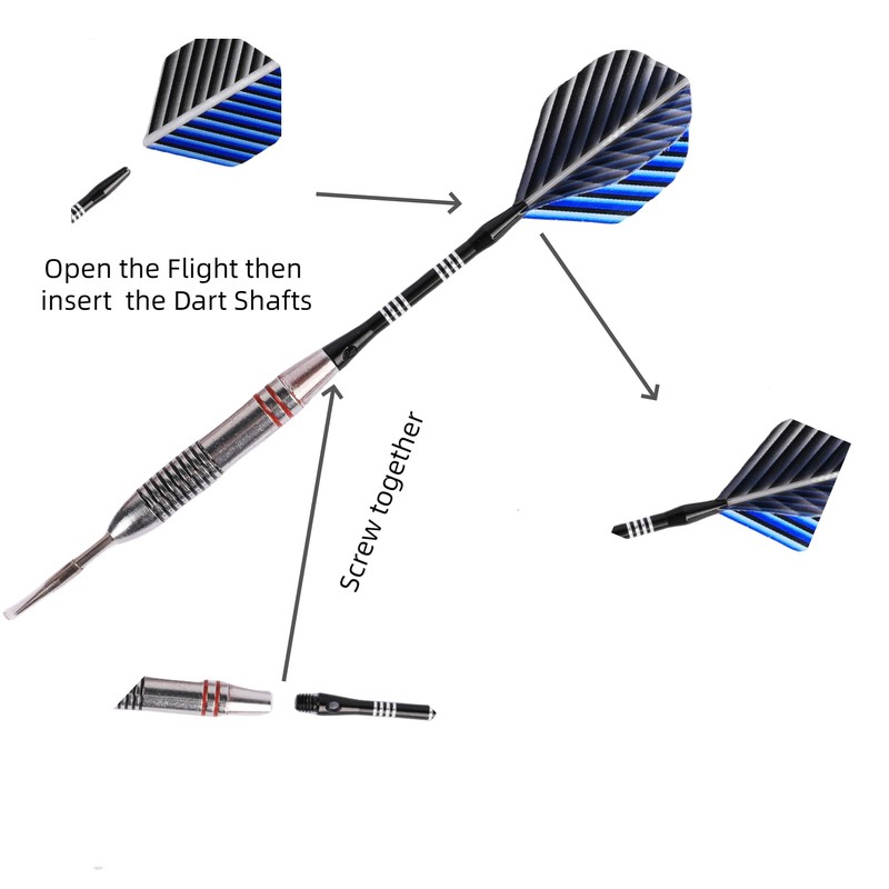 FUZVOL Professional Darts Set Steel Tip-Aluminum Stems Darts Flights with