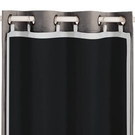 Melodieux Thermal Insulated 100% Blackout Curtain Liners for 84 Inch Long Curtains, Cold Heat Light Blocking Lining Behind Sheer, Off White/Black, 40 by 80 Inch, 2 Panels, Rings Included