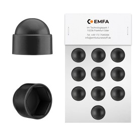 EMFA Hexagonal protective caps M8 for screws (spanner size 13) black, pack of 100 screw caps, protective caps for nuts M8