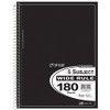 Top Flight Standards 5-Subject Wirebound Notebook, 180 Sheets, 3-Hole Punched,