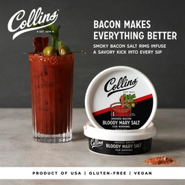 Collins Smoked Bacon Bloody Mary Salt - Bloody Mary Accessories Spicy Salt Rimmer for Cocktails - 4oz Set of 1