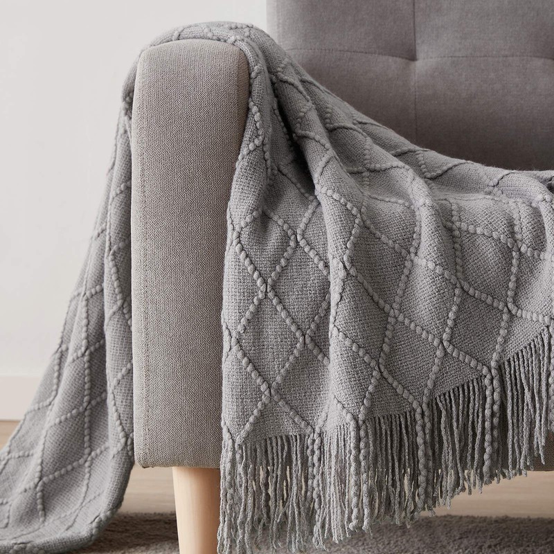 BOURINA Throw Blanket Textured Solid Soft Sofa Couch Cover Decorative