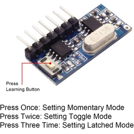 QIACHIP 433MHz Wireless Remote Control Switch Mini Receiver Built-in Learning Code 1527 Decoding 4 Channel Output with 656 FT Long-Distance Remote Control 4-Button Transmitter White