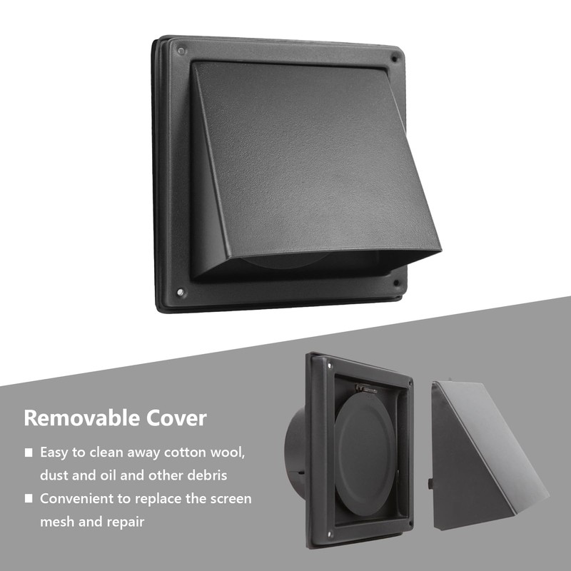 FRESH SPEED 4 Inch Black Dryer Vent Cover Outside Stainless