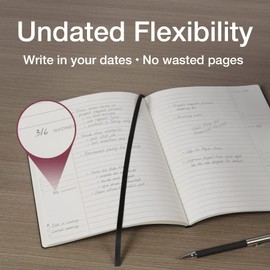 Oxford Weekly Planner, Undated Planner, Daily Gratitude Journal, Mon-Sun, 52 Weeks, 1 Year, Black Softcover, Premium Ivory Paper, 7.5" x 10" (90991)