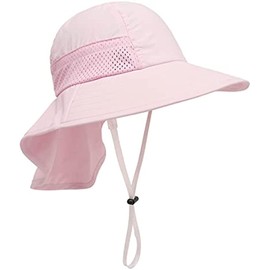 JadwigaS Toddler Baby Sun Hat Kids Summer UPF 50+ for Girls Boys Bucket Beach Hat with Adjustable Wide Brim 1-Pack Pink