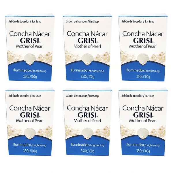 Grisi Mother of Pearl Soap. Concha Nacar Skin Lightening Bar. 3.5oz. Pack of 6