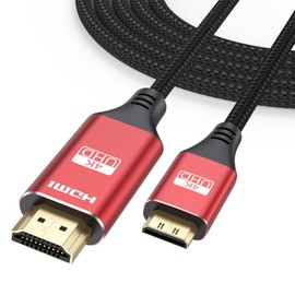ApoJodly Mini HDMI to HDMI Cable 6FT, 4K HDMI to Mini HDMI 18Gbps High Speed Mini HDMI Cable 4K@60Hz 2K for Camera, Camcorder, Tablet, Laptop, Monitor, HDTV, Graphics (Nylon Braided HDMI 2.0 Cord)