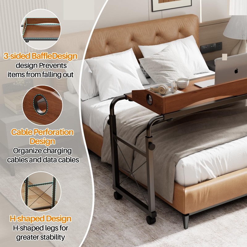 BYMECOST Laptop Desk for Bed, Adjustable Height & Length Laptop