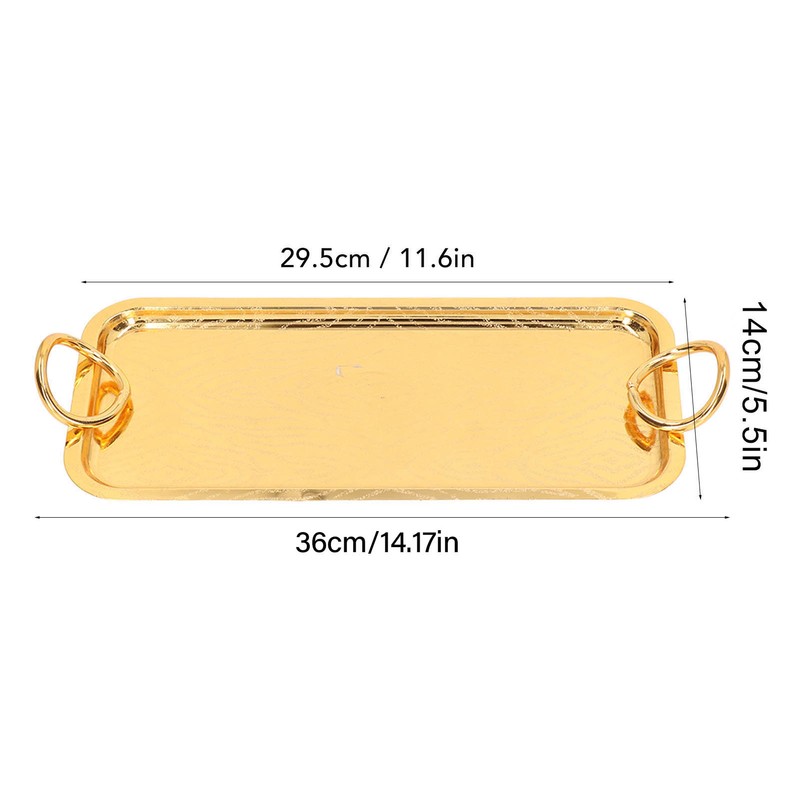Rectangular Tea Cup Tray Gold Fruit Food Storage Tray with