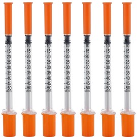 31G 5/16 Inch(8mm) 1/2ml Lab Disposable Syringe with Measurement, Individually Sealed Package - 10 Pack