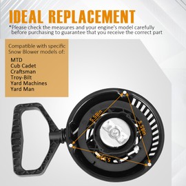 Methuker 951-14151 Recoil Starter for MTD Craftsman Troy Bilt Cub Cadet Remington Snow Blower fits Troy Bilt Storm 2410 2420 2620 2690 Snow Blower Replace 751-14151 751-10658 951-10658